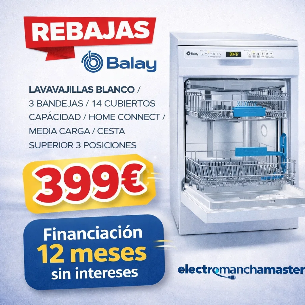 Lavavajillas Balay blanco con rebaja a 399 euros