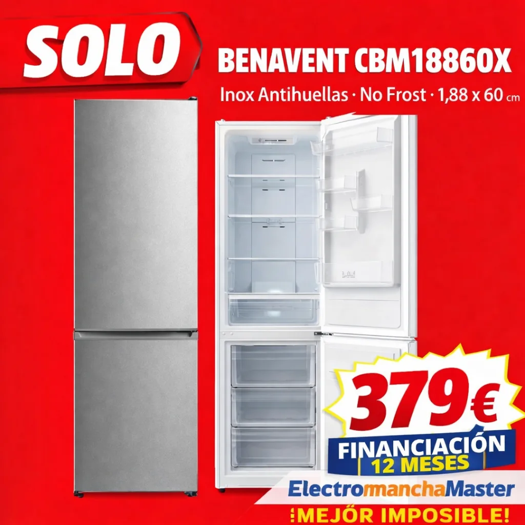 Refrigerador Benavent inox antihielo oferta 379 euros